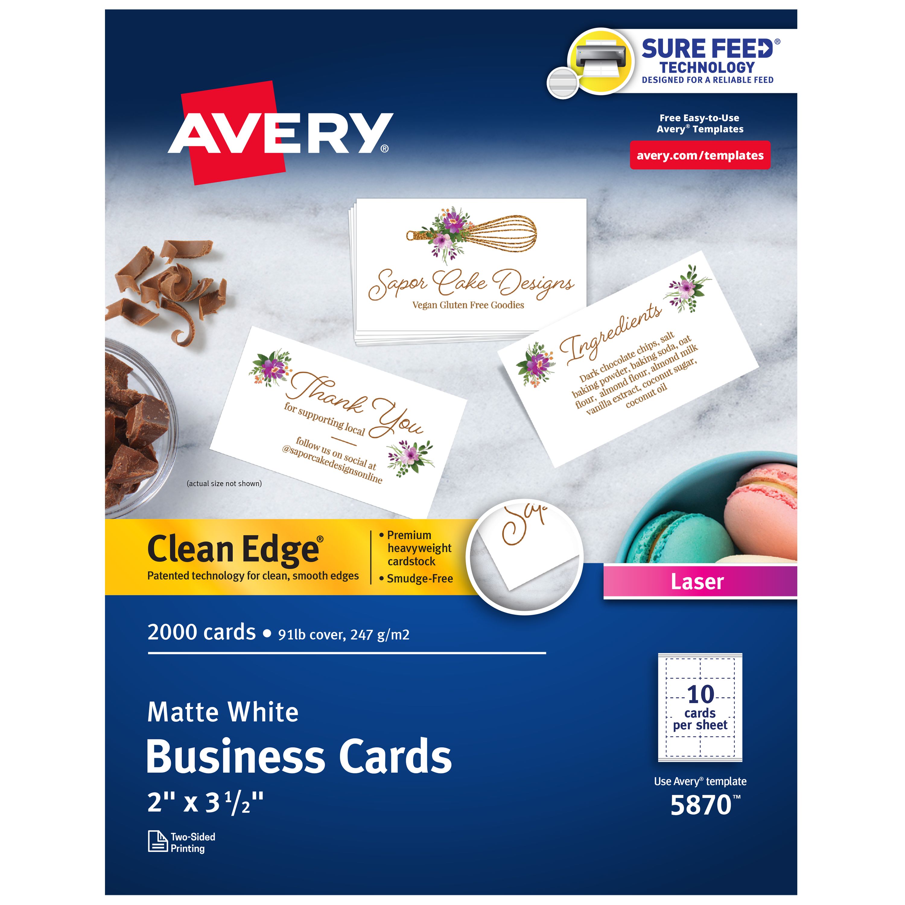 Clean Edge® Printable Business Cards, White 5870 | Avery